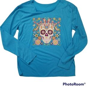 Skull Butterfly Long Sleeve Shirt